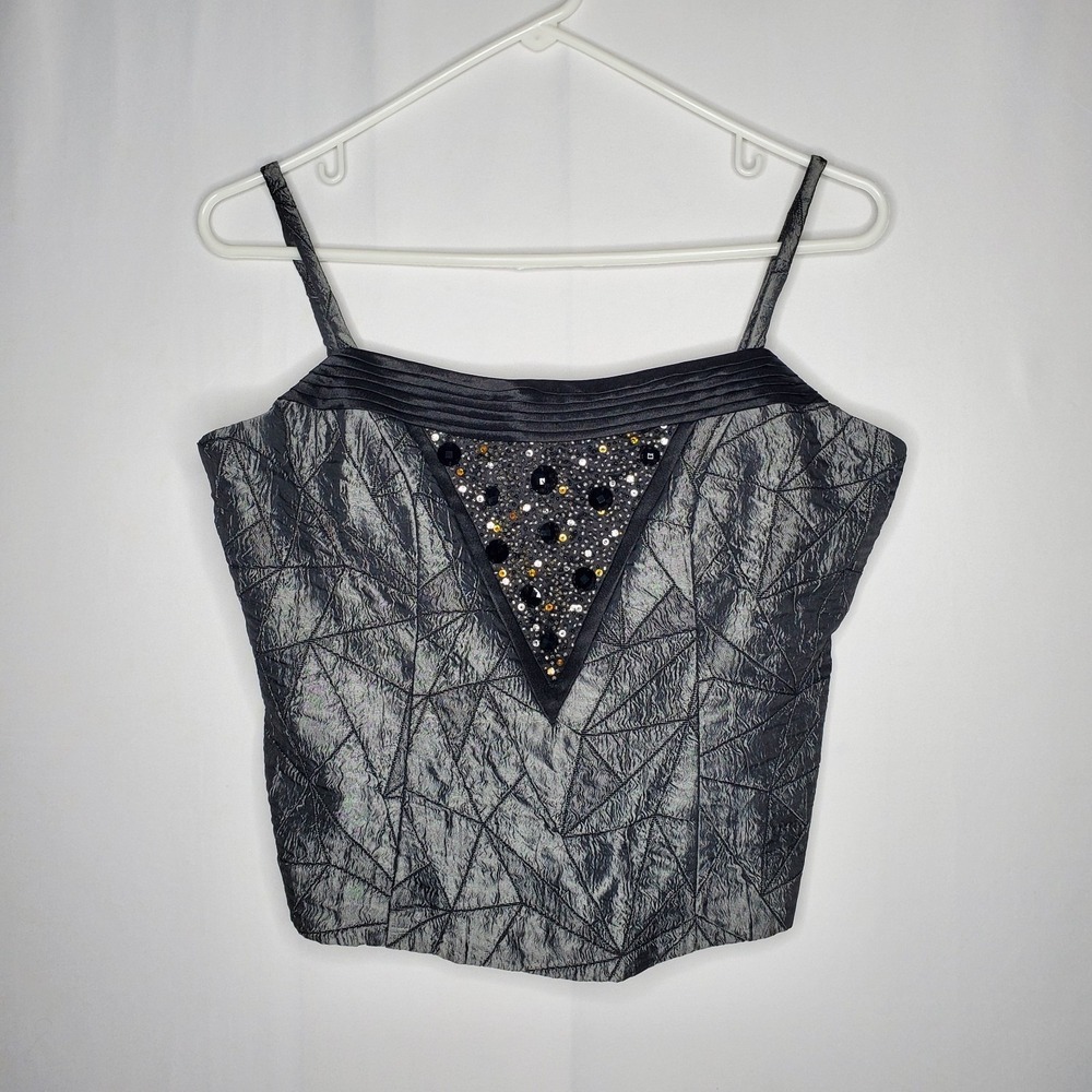 Susanna Sequin Metallic Crop Top Women 6 Vintage Avant Garde Y2K Witchy Shell
